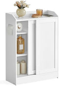VASAGLE Slim Bathroom Storage Cabinet, Sliding Doors, Cloud White by VASAGLEbySONGMICSHOME