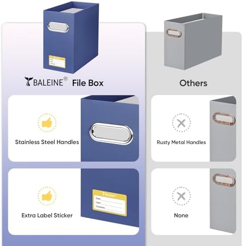 BALEINE 8PK File Organizer Box, Cardboard File Folder Organizer with Handle - Image 5
