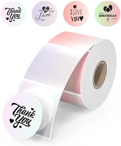 2-Inch 200PCS Round Thermal Stickers, 4 Gradient Colors & No Residue, Tear-Resistant Sticker Labels for Tags Scrapbooking/DIY Crafts/Gift Decoratio,Gradient Pink by FLYQGGO