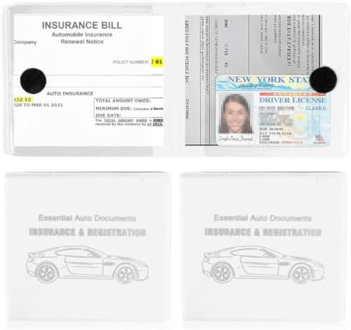 UYYE Car Registration & Insurance Card Holder, 2-Pack - White, Waterproof, 4-Compartment, Unisex-Adults Car Organizer by UYYE