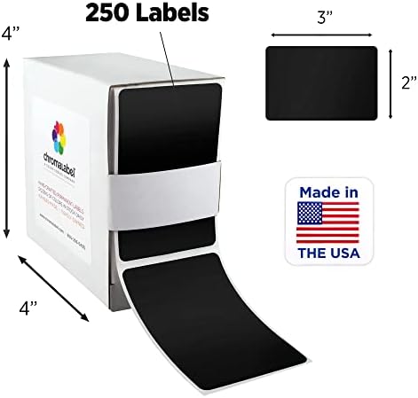 ChromaLabel 2 x 3 Inch Black Rectangle Labels, Writable, 250/Box - Image 2