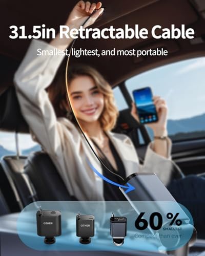Retractable Car Charger,Car Phone Charger USB C Fast Charge for iPhone - Image 3