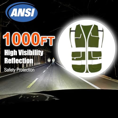 HYCOPROT High Visibility Safety Vest Hi Vis Reflective Construction Vests with Pockets for Men Women,Meets ANSI/ISEA Standard - Image 2
