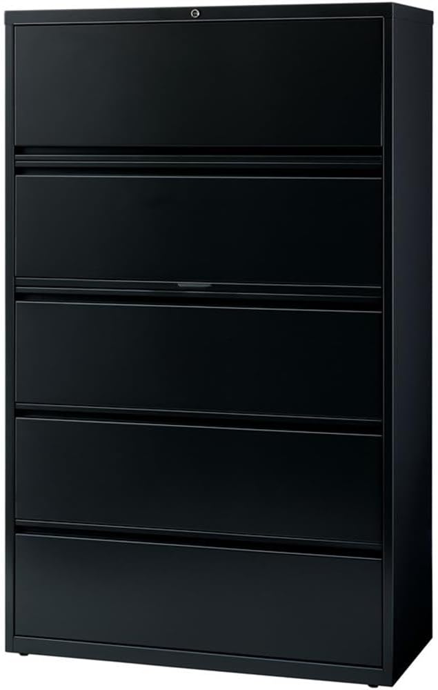 Pemberly Row 42-in Wide Metal 5 Drawer Lateral Filing Cabinet Black - Image 5