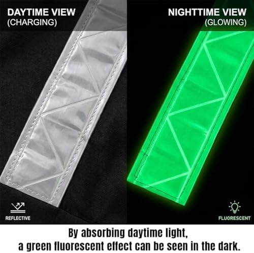Luminous Safety Vest Customize Logo Outdoor Work Vest with Luminous Hi-Vis Reflective Strips (M, Black) - Image 3