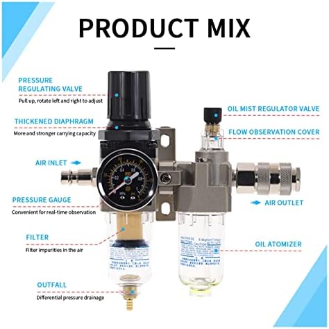 Xiaochen Garden Plumbing Hose Adapter Air Compressor Oil Filter Regulator Pneumatic Water Separator Two-piece 0-1MPa 150PSI AC2010-02 SMC Type (Color : AC2010 02 W PC 10mm) - Image 4