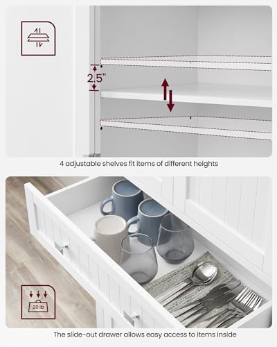 VASAGLE Pantry Cabinet, Freestanding Tall Cupboard with a Drawer - Image 6