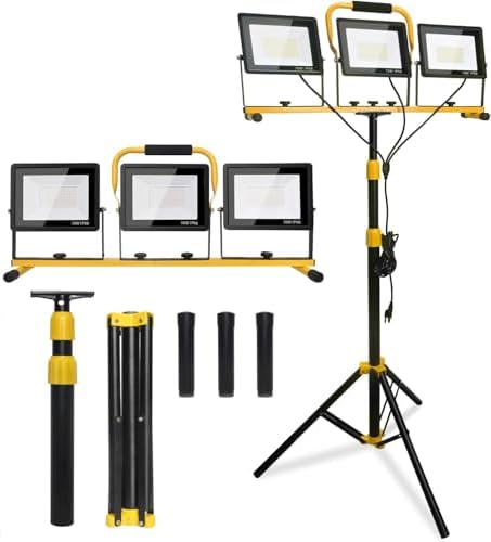 21000-Lumen LED Work Light with Stand for Job Site Garage, Black by Jefedana