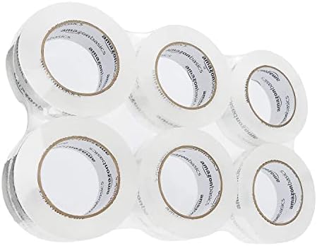 Amazon Basics Packing Tape, Strong & Durable for Moving, Storage, Shipping, Mailing and Sealing, Crystal Clear, 1.88" x 109 Yards, 6-Pack by AmazonBasics