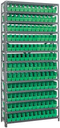 Quantum Storage Systems 1275-100GN Solid Heavy Duty 13 Shelves 144 Economy Green Bins 75" H x 36" W x 12" D by QuantumStorageSystems