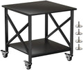 Printer Stand, 23.6 x 23.6 Inches Large Printer Stand with Storage Shelf, 2 Tier Printer Table for Home Office, Rolling Printer Cart with Industrial Wheels, Mini Fridge Stand Table, Black by Unknown
