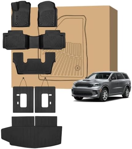 PELEUS Floor Mats & Cargo Liner with Backrest Mats for Floor Mats for Dodge Durango 2016-2026, 6 Seats All Weather TPE Floor Liners Car Accessories with Dodge Durango, Black by Unknown