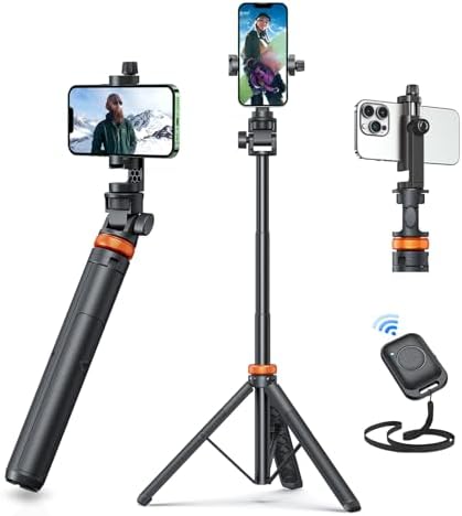 EUCOS 62" Phone Tripod, Tripod for iPhone & Selfie Stick with Remote by EUCOS
