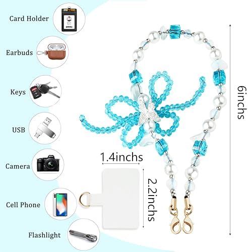 Marble Beaded Phone Wrist Strap for Women, Detachable Design - Image 2