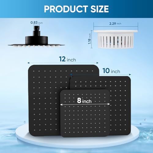 8 Inch Square Rain Shower Head with Filter for Hard Water — 304 Stainless Steel with 15-Stage Purification and High Pressure Spray, Matte Black - Image 4