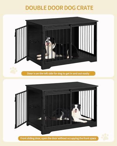 Hzuaneri 39.3" L Dog Crate Furniture Indoor Dog Kennel with Barn Door - Image 3
