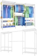 Clothing Rack for Hanging Clothes: Heavy Duty Clothes Rack, 71.5-91" W Expandable Large Closet Storage System with Shelves, 1280 lbs Freestanding Modular Wardrobe Organizer, White, 2PCS by Mapleyard