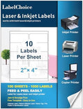 100 Sheets 1000 Pcs 2”x4” 10 Up Shipping Address Labels Compatible with Laser and Inkjet Printers, 2x4 10 Per Page Strong Adhesive Internet Mailing Shipping Labels by LabelChoice
