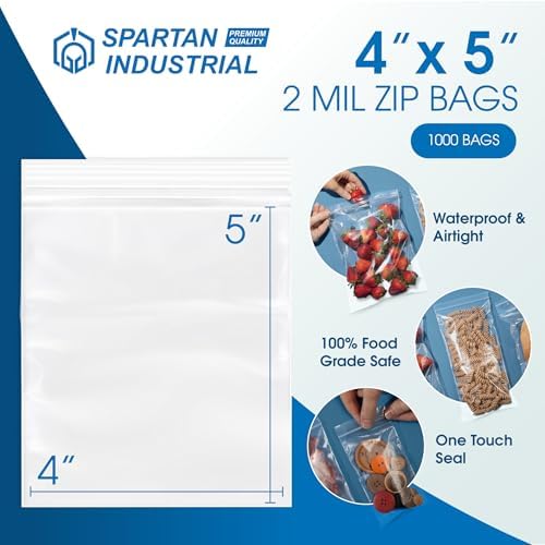 4” X 5” (1000 Count) 2 Mil Clear Reclosable Zip Plastic Poly Bags - Image 2