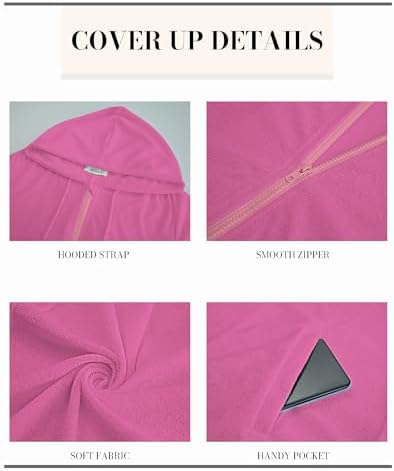 Bsubseach Terry Cloth Swim Cover Up Women Zipper Swimsuit Beach Robes - Image 6