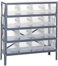 Quantum Storage Systems 1839-208CL Solid Heavy Duty 5 Shelves 16 Store-More Clear Bins 39" H x 36" W x 18" D by QuantumStorageSystems