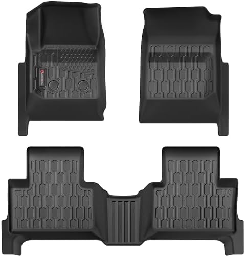 Floor Mats Compatible with 2015-2022 Chevy Colorado/GMC Canyon Crew Cab, All Weather TPE Floor Liners, Custom Fit Car mats, 1st & 2nd Row, Black by AUTOBULL