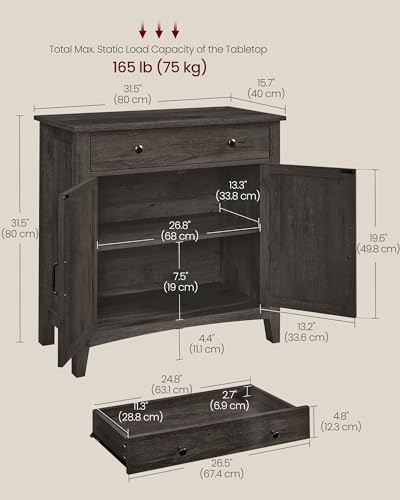VASAGLE Buffet Cabinet, Coffee Bar with a Drawer, Adjustable Shelf - Image 3