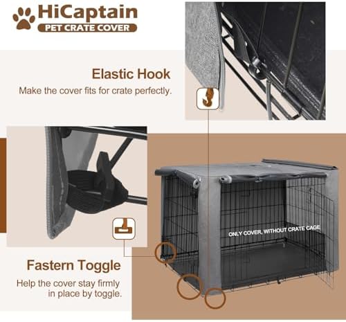 HiCaptain 48-Inch Dog Crate Cover with Mesh, Waterproof Kennel Cover, Grey - Image 3