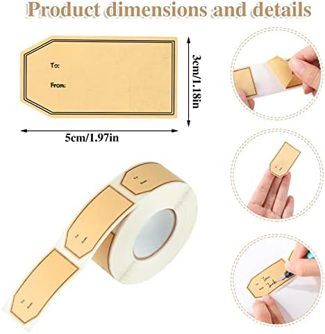 600 PCS Gift Tag Stickers, 1.18" x 2" Christmas Gift Stickers Brown Kraft to and from Gifts Labels Adhesive Gifts Labels Sticker Holiday Present Sticker - Image 2