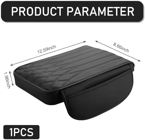 1 PC Car Center Console Cover, Leather Center Console Protector with 2 Storage Bags, 12.59" x 8.66" x 1.96" Armrest Pad, Universal Car Armrest Storage Box for Most Vehicles (Black) - Image 2