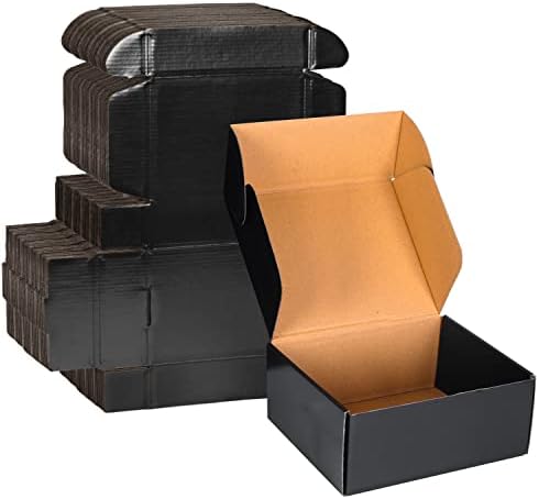 6x4x3 Black Cardboard Boxes - 30 Pack Small Shipping Boxes for Small Business Mailing, Corrugated Packaging by werfami