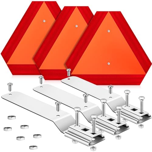 Yaocom 3 Sets Slow Moving Vehicle Triangle Sign with Bracket, Aluminum SMV by Yaocom