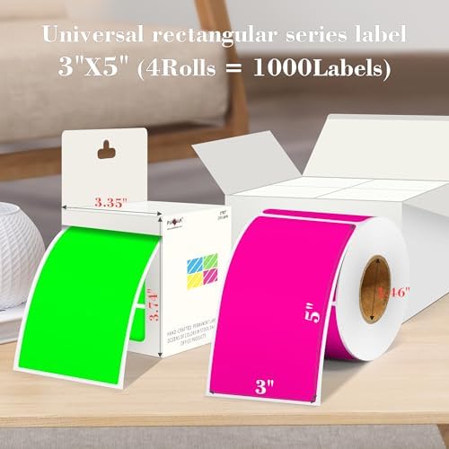 5 x 3 inch Rectangle Colored Inventory Stickers, 1000PCS Fluorescent Colors - Image 2