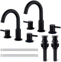 Black Bathroom Faucet 3 Hole, 2-Handle Widespread Faucet (2 Pack) by IUERASD