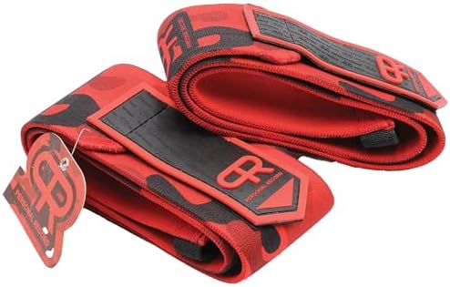 PR Personal Record Elbow Wraps for Weightlifting - Heavy Duty Construction, 25% More Elasticity, Reinforced Stitching, Extra Wide Fastener, Easy to Adjust, (Red Camo) by PRPersonalRecord