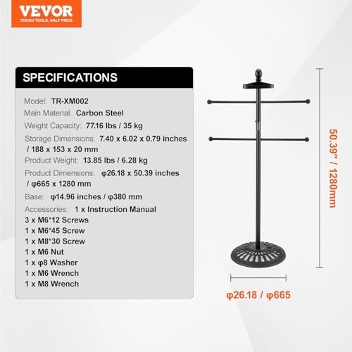 VEVOR Towel Rack, 3 Bars Outdoor Towel Holder with Metal Base, Freestanding Pool Towel Hanger Stand Next to Hot Tub, Outdoor or Indoor Quilt Drying Rack Organizer for Pool, Bathroom, Spa, Black - Image 7