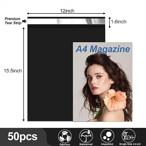JinRuiKJ Thank You Poly Mailers 12x15.5 Inch, 50 PCS, Black - Image 2