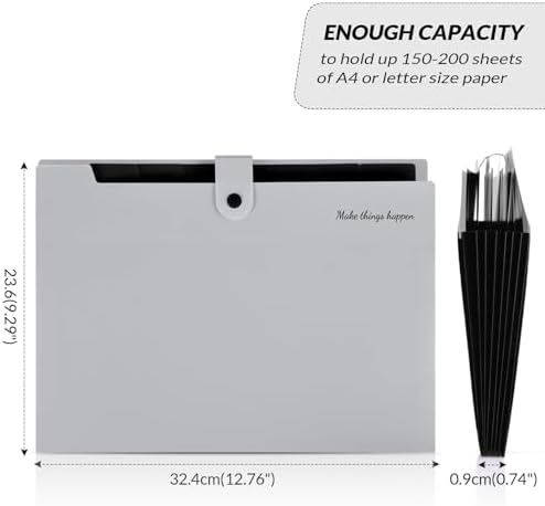 SKYDUE Accordion File Organizer, 8 Pockets Expanding File Folders, Portable Document Paper Organizer, Home College School Office Supplies, Letter Size Gray - Image 5