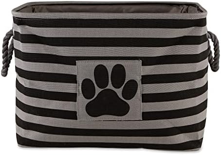 Bone Dry Pet Storage Collection Striped Paw Patch Bin, Black, Large Rectangle - Image 2