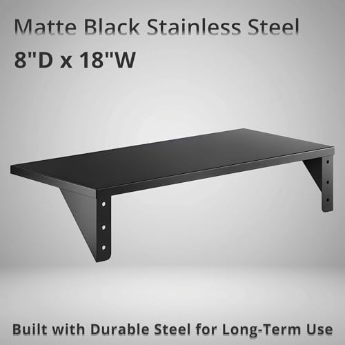 8" x 18" Small Stainless Steel Wall Shelf, Heavy Duty Storage Rack for Kitchen, Bathroom, Garage - Image 2