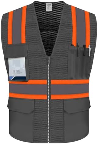 Reflective Vest for Men, High Visibility Mesh Vest, Grey, 2XL by UnoMejor