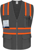 Safety Vest for Men, Hi Vis Mesh Vest, High Visibility, Grey, XL by UnoMejor