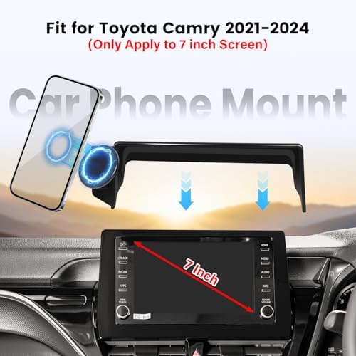 Car Phone Holder Fit for Toyota Camry 2021 2022 2023 2024 - for MagSafe Magnetic Cell Phone Mount for Camry Accessories 7 inch Touchscreen - Strong Magnets for iPhone (NOT FIT 9 inch) - Image 2