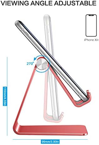 OMOTON C2 Adjustable Aluminum Cell Phone Stand with Charging Cutout, Red - Image 3