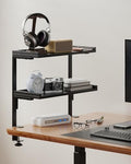 Clamp On Desk Shelf 2-Tier, 16.5 in Wood Shelving Unit for Office Desk/Gaming Accessories, Tabletop Book Storage Rack, Shelf for Top of Desk, Black by ART-GIFTREE