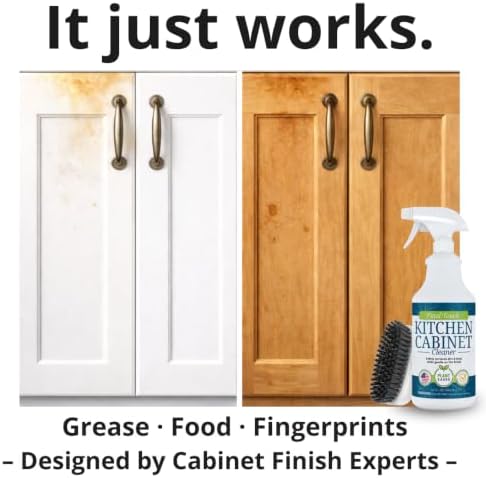 Kitchen Cabinet Cleaner and Degreaser - Plant Based Grease Remover for Wood, Painted and White Cabinets - Cleans, Restores, Protects Finishes, Streak Free, 32oz with Scrub Brush by Final Touch - Image 2