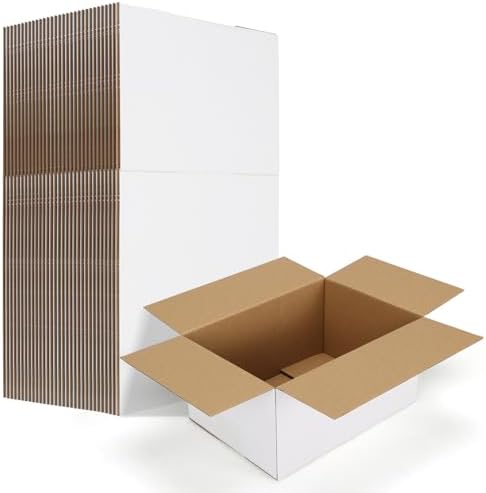 HORLIMER 10x7x5 Shipping Boxes Set of 30, White Corrugated Cardboard Mailer Box for Packing Small Business by HORLIMER