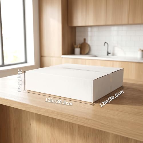 CRUGLA 12x12x3 Shipping Boxes 25 Pack, White Corrugated Cardboard Boxes with Side-Lock and Pre-Applied Double-Sided Tape, Easy Assemble Packing Mailer Boxes for Small Business Shipping - Image 2