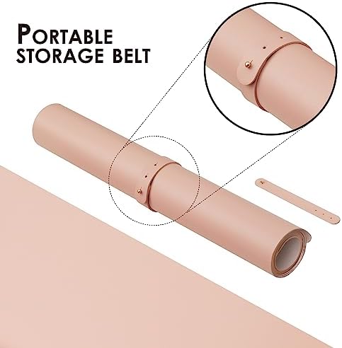Leather Desk Mat - Non-Slip PU Desk Pad for Office and Home - Desk Organization and Accessories - Ideal for Large Mouse Pad and Desk Mats on Top of Desks (Pink,27.6"x 13.8") - Image 4