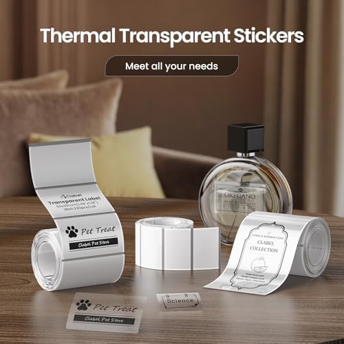 Clabel Clear Thermal Label for CLABEL 221B/320B, 1.96" × 1.18" (50x30mm) Transparent Thermal Stickers for Kitchen Spice Jars, Food Storage & Bottles, Waterproof, Self-Adhesive Paper, 230 Labels/Roll - Image 3